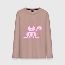 Мужской лонгслив хлопок с принтом Розовый пиксельный кот (Pink pixel cat) в Екатеринбурге, 100% хлопок |  | Тематика изображения на принте: anime | cat | pink | pixel | pixel art | аниме | кот | писель | писель арт | розовый