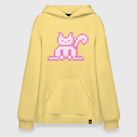 Худи SuperOversize хлопок с принтом Розовый пиксельный кот (Pink pixel cat) в Петрозаводске, 70% хлопок, 30% полиэстер, мягкий начес внутри | карман-кенгуру, эластичная резинка на манжетах и по нижней кромке, двухслойный капюшон
 | anime | cat | pink | pixel | pixel art | аниме | кот | писель | писель арт | розовый