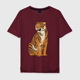 Мужская футболка хлопок Oversize с принтом Дерзкая независимая тигрица в Курске, 100% хлопок | свободный крой, круглый ворот, “спинка” длиннее передней части | eyes | paws | skin | tail | tiger | tigress | глаза | лапы | тигр | тигрица | хвост