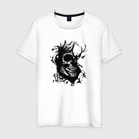 Мужская футболка хлопок с принтом Взгляд из темноты в Екатеринбурге, 100% хлопок | прямой крой, круглый вырез горловины, длина до линии бедер, слегка спущенное плечо. | монстр | скелет | страшный | ужас | хоррор | череп
