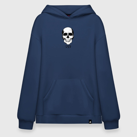 Худи SuperOversize хлопок с принтом Smiling Skull в Петрозаводске, 70% хлопок, 30% полиэстер, мягкий начес внутри | карман-кенгуру, эластичная резинка на манжетах и по нижней кромке, двухслойный капюшон
 | позитив | скелет | смайл | улыбка | череп