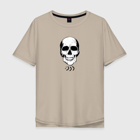 Мужская футболка хлопок Oversize с принтом Smiling Skull в Санкт-Петербурге, 100% хлопок | свободный крой, круглый ворот, “спинка” длиннее передней части | позитив | скелет | смайл | улыбка | череп