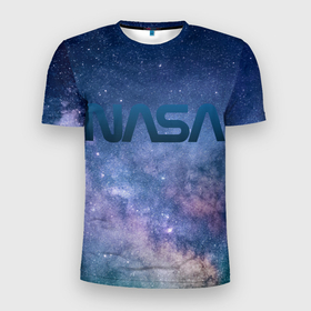Мужская футболка 3D Slim с принтом Nasa cosmos , 100% полиэстер с улучшенными характеристиками | приталенный силуэт, круглая горловина, широкие плечи, сужается к линии бедра | Тематика изображения на принте: nasa | звезды | космос | красивое небо | млечный путь | ночное небо | освоение космоса