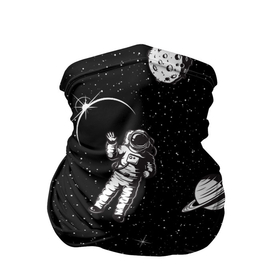 Бандана-труба 3D с принтом Космический вояж в Санкт-Петербурге, 100% полиэстер, ткань с особыми свойствами — Activecool | плотность 150‒180 г/м2; хорошо тянется, но сохраняет форму | Тематика изображения на принте: астронавт | космический полет | космос | луна | ракета