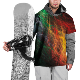 Накидка на куртку 3D с принтом Цветной разряд в Новосибирске, 100% полиэстер |  | абстракция | атмосфера | вода | молния | цвет