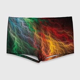 Мужские купальные плавки 3D с принтом Цветной разряд , Полиэстер 85%, Спандекс 15% |  | абстракция | атмосфера | вода | молния | цвет