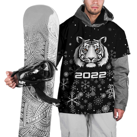 Накидка на куртку 3D с принтом Новогодний тиг 2022 со снежинками. , 100% полиэстер |  | 2022 | merry christmas | год тигра | нг | новогодний тигр | новогодняя символика | новый год | рождество | символ 2022 года | снежинки | тигр