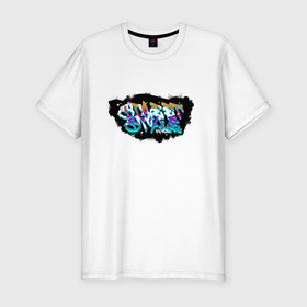Мужская футболка хлопок Slim с принтом graffity street style 4ever в Кировске, 92% хлопок, 8% лайкра | приталенный силуэт, круглый вырез ворота, длина до линии бедра, короткий рукав | graffity | hip hop | rap | street style | граффити | рэп | хип хоп