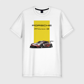 Мужская футболка хлопок Slim с принтом Porsche Carrera 4S Motorsport , 92% хлопок, 8% лайкра | приталенный силуэт, круглый вырез ворота, длина до линии бедра, короткий рукав | car | germany | motorsport | porsche | power | prestige | автомобиль | автоспорт | германия | мощь | порше | престиж
