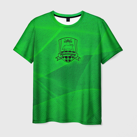 Мужская футболка 3D с принтом Краснодар lime theme в Новосибирске, 100% полиэфир | прямой крой, круглый вырез горловины, длина до линии бедер | быки | краснодар | премьер лига | российский футбол | рпл | фк краснодар | футбол