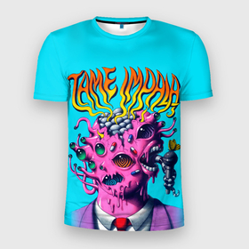 Мужская футболка 3D Slim с принтом Tame impala mutant head в Курске, 100% полиэстер с улучшенными характеристиками | приталенный силуэт, круглая горловина, широкие плечи, сужается к линии бедра | alternative | metall | music | rock | tame impala | альтернатива | металл | музыка | рок | тэйм импала