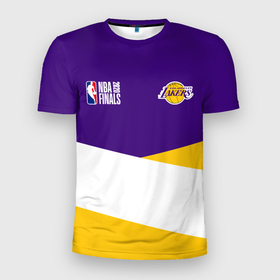 Мужская футболка 3D Slim с принтом Los Angeles Lakers, Лос Анджелес Лейкерс в Тюмени, 100% полиэстер с улучшенными характеристиками | приталенный силуэт, круглая горловина, широкие плечи, сужается к линии бедра | Тематика изображения на принте: lakers | los angeles | los angeles lakers | nba | анджелес | баскетбол | лейкерс | лос | лосанджелес | лосанджелес лейкерс | нба