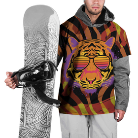 Накидка на куртку 3D с принтом Крутой тигр в очках ретро в Екатеринбурге, 100% полиэстер |  | tiger | в очках | восточный тигр | год тигра | голова тигра | кошка | крутой | тигр | тигренок | хищник