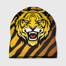 Шапка 3D с принтом Рычащий тигр (голова) в Тюмени, 100% полиэстер | универсальный размер, печать по всей поверхности изделия | tiger | восточный тигр | год тигра | голова | кошка | тигр | тигренок | хищник