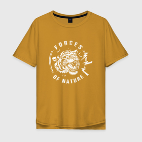 Мужская футболка хлопок Oversize с принтом Тигр. Сила природы в Санкт-Петербурге, 100% хлопок | свободный крой, круглый ворот, “спинка” длиннее передней части | tiger | восточный тигр | год тигра | голова | кошка | силы природы | тигр | тигренок | хищник