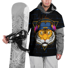 Накидка на куртку 3D с принтом Тигр в наушниках SWAG в Тюмени, 100% полиэстер |  | furry | swag | tiger | в наушниках | восточный тигр | год тигра | кошка | тигр | тигренок | хищник
