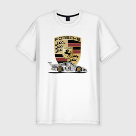 Мужская футболка хлопок Slim с принтом Porsche Motorsport , 92% хлопок, 8% лайкра | приталенный силуэт, круглый вырез ворота, длина до линии бедра, короткий рукав | car | germany | motorsport | porsche | power | автомобиль | автоспорт | германия | мощь | порше