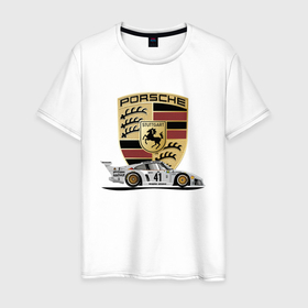 Мужская футболка хлопок с принтом Porsche Motorsport в Санкт-Петербурге, 100% хлопок | прямой крой, круглый вырез горловины, длина до линии бедер, слегка спущенное плечо. | car | germany | motorsport | porsche | power | автомобиль | автоспорт | германия | мощь | порше