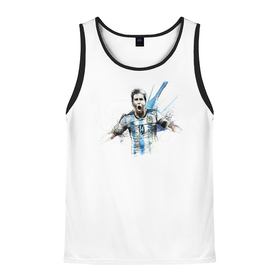 Мужская майка 3D с принтом Messi Argentina Team в Белгороде, 100% полиэстер | круглая горловина, приталенный силуэт, длина до линии бедра. Пройма и горловина окантованы тонкой бейкой | argentina | messi | лионель месси | месси аргентина | сборная аргентины | футбол