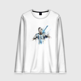 Мужской лонгслив 3D с принтом Messi Argentina Team в Петрозаводске, 100% полиэстер | длинные рукава, круглый вырез горловины, полуприлегающий силуэт | argentina | messi | лионель месси | месси аргентина | сборная аргентины | футбол