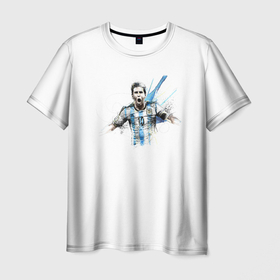 Мужская футболка 3D с принтом Messi Argentina Team в Екатеринбурге, 100% полиэфир | прямой крой, круглый вырез горловины, длина до линии бедер | argentina | messi | лионель месси | месси аргентина | сборная аргентины | футбол