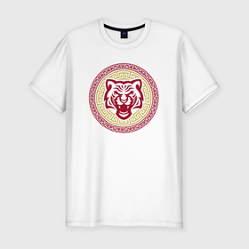 Мужская футболка хлопок Slim с принтом Тигр   символ нового года в Белгороде, 92% хлопок, 8% лайкра | приталенный силуэт, круглый вырез ворота, длина до линии бедра, короткий рукав | 2022 | tiger | восточный | зверь | китайский | корейский | корея | новый год | тигр