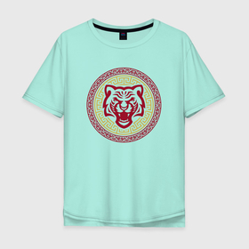 Мужская футболка хлопок Oversize с принтом Тигр   символ нового года в Новосибирске, 100% хлопок | свободный крой, круглый ворот, “спинка” длиннее передней части | 2022 | tiger | восточный | зверь | китайский | корейский | корея | новый год | тигр