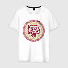 Мужская футболка хлопок с принтом Тигр   символ нового года , 100% хлопок | прямой крой, круглый вырез горловины, длина до линии бедер, слегка спущенное плечо. | 2022 | tiger | восточный | зверь | китайский | корейский | корея | новый год | тигр