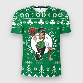 Мужская футболка 3D Slim с принтом Бостон Селтикс, Boston Celtics новогодний в Новосибирске, 100% полиэстер с улучшенными характеристиками | приталенный силуэт, круглая горловина, широкие плечи, сужается к линии бедра | 2021 | 2022 | boston | boston celtics | celtics | christmas | merry | merry christmas | nba | new year | snow | ugly christmas | winter | баскетбол | бостон | бостон селтикс | зима | нба | новогодний | новогодняя | новый год | рождественски