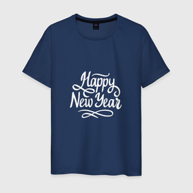 Мужская футболка хлопок с принтом С новым годом 2022 (надпись) , 100% хлопок | прямой крой, круглый вырез горловины, длина до линии бедер, слегка спущенное плечо. | 2022 | зима | новый год | символ года | снег | тигр