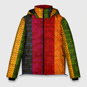 Мужская зимняя куртка 3D с принтом Вязаная радуга в Петрозаводске, верх — 100% полиэстер; подкладка — 100% полиэстер; утеплитель — 100% полиэстер | длина ниже бедра, свободный силуэт Оверсайз. Есть воротник-стойка, отстегивающийся капюшон и ветрозащитная планка. 

Боковые карманы с листочкой на кнопках и внутренний карман на молнии. | вязание | вязанка | нитки | радуга | текстура | шерсть