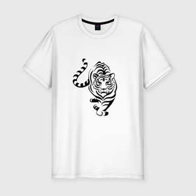 Мужская футболка хлопок Slim с принтом Символ года (тигр) праздник в Тюмени, 92% хлопок, 8% лайкра | приталенный силуэт, круглый вырез ворота, длина до линии бедра, короткий рукав | 2022 | зима | новый год | символ года | снег | тигр