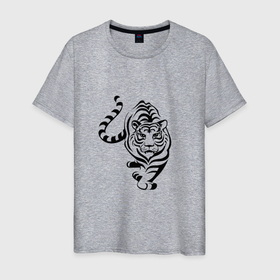 Мужская футболка хлопок с принтом Символ года (тигр) праздник , 100% хлопок | прямой крой, круглый вырез горловины, длина до линии бедер, слегка спущенное плечо. | 2022 | зима | новый год | символ года | снег | тигр