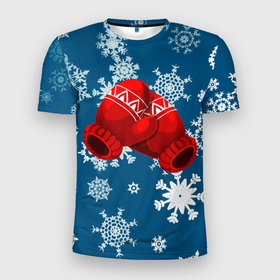 Мужская футболка 3D спортивная с принтом ЗИНИИ ПЕРЧАТКИ ОТ ХОЛОДА в Белгороде, 100% полиэстер с улучшенными характеристиками | приталенный силуэт, круглая горловина, широкие плечи, сужается к линии бедра | blue | cold | from | gloves | ice | new | red | snow | snowflakes | winter | year | год | зима | зинии | красный | лед | новый | от | перчатки | синий | снег | снежинки | холод | холода