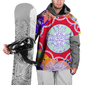 Накидка на куртку 3D с принтом Яркий абстрактный зимний дизайн из снежинок в Новосибирске, 100% полиэстер |  | Тематика изображения на принте: абстрактный | белые снежинки на ярком | зима | зимний паттерн | зимняя | паттерн из снежинок | разноцветная | снежинки | снежинки узор | снежный паттерн | узор из снежинок | яркая зима