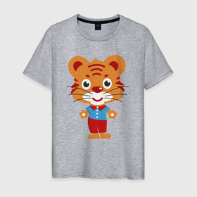 Мужская футболка хлопок с принтом Тигряша , 100% хлопок | прямой крой, круглый вырез горловины, длина до линии бедер, слегка спущенное плечо. | дикие кошки | новый 2022 год | новый год | символ года | тигренок