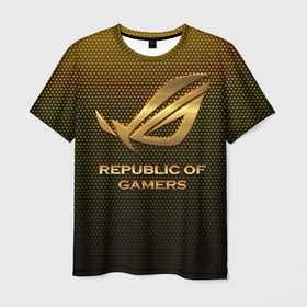 Мужская футболка 3D с принтом Republic of gamers, ROG Gaming , 100% полиэфир | прямой крой, круглый вырез горловины, длина до линии бедер | asus | cybersport | republic of gamers | rog | rog gaming | асус | киберспорт