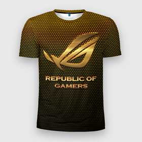 Мужская футболка 3D Slim с принтом Republic of gamers, ROG Gaming в Белгороде, 100% полиэстер с улучшенными характеристиками | приталенный силуэт, круглая горловина, широкие плечи, сужается к линии бедра | asus | cybersport | republic of gamers | rog | rog gaming | асус | киберспорт
