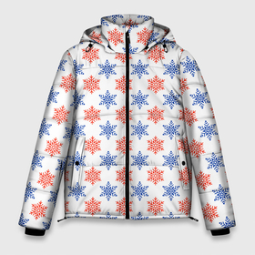 Мужская зимняя куртка 3D с принтом снежинки паттерн snowflakes pattern в Белгороде, верх — 100% полиэстер; подкладка — 100% полиэстер; утеплитель — 100% полиэстер | длина ниже бедра, свободный силуэт Оверсайз. Есть воротник-стойка, отстегивающийся капюшон и ветрозащитная планка. 

Боковые карманы с листочкой на кнопках и внутренний карман на молнии. | pattern | snowflakes | новый год | паттерн | снежинки