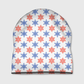 Шапка 3D с принтом снежинки паттерн snowflakes pattern в Санкт-Петербурге, 100% полиэстер | универсальный размер, печать по всей поверхности изделия | pattern | snowflakes | новый год | паттерн | снежинки
