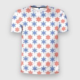 Мужская футболка 3D спортивная с принтом снежинки паттерн snowflakes pattern в Кировске, 100% полиэстер с улучшенными характеристиками | приталенный силуэт, круглая горловина, широкие плечи, сужается к линии бедра | pattern | snowflakes | новый год | паттерн | снежинки