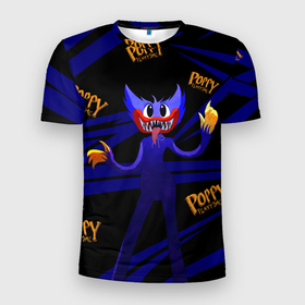 Мужская футболка 3D Slim с принтом Poppy Playtime Геометрия. , 100% полиэстер с улучшенными характеристиками | приталенный силуэт, круглая горловина, широкие плечи, сужается к линии бедра | 2021 | play | poppy | poppy playtime | poppyplaytime | time | игра | монстр