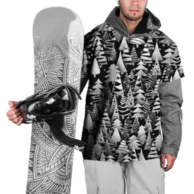 Накидка на куртку 3D с принтом Лес абстрактных ёлок в Курске, 100% полиэстер |  | абстракция | ёлка | ель | лес | новогодний | новый год | паттерн | рождество | снег | снежинки | чернобелый