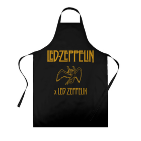 Фартук 3D с принтом Led Zeppelin x Led Zeppelin в Новосибирске, 100% полиэстер | общий размер — 65 х 85 см, ширина нагрудника — 26 см, горловина — 53 см, длина завязок — 54 см, общий обхват в поясе — 173 см. Принт на завязках и на горловине наносится с двух сторон, на основной части фартука — только с внешней стороны | led | led zep | led zeppelin | ledzep | lz | zoso | альбом | джимми пейдж | джон генри бонэм | джон пол джонс | зосо | лед зепелен | лед зеппелин | ледзепелен | ледзеппелин | роберт плант | рок группа