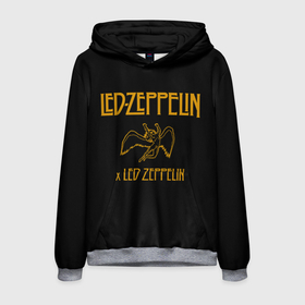 Мужская толстовка 3D с принтом Led Zeppelin x Led Zeppelin в Петрозаводске, 100% полиэстер | двухслойный капюшон со шнурком для регулировки, мягкие манжеты на рукавах и по низу толстовки, спереди карман-кенгуру с мягким внутренним слоем. | led | led zep | led zeppelin | ledzep | lz | zoso | альбом | джимми пейдж | джон генри бонэм | джон пол джонс | зосо | лед зепелен | лед зеппелин | ледзепелен | ледзеппелин | роберт плант | рок группа