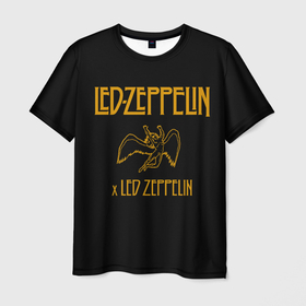 Мужская футболка 3D с принтом Led Zeppelin x Led Zeppelin в Санкт-Петербурге, 100% полиэфир | прямой крой, круглый вырез горловины, длина до линии бедер | led | led zep | led zeppelin | ledzep | lz | zoso | альбом | джимми пейдж | джон генри бонэм | джон пол джонс | зосо | лед зепелен | лед зеппелин | ледзепелен | ледзеппелин | роберт плант | рок группа