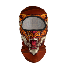 Балаклава 3D с принтом Тигр Evil в Новосибирске, 100% полиэстер, ткань с особыми свойствами — Activecool | плотность 150–180 г/м2; хорошо тянется, но при этом сохраняет форму. Закрывает шею, вокруг отверстия для глаз кайма. Единый размер | Тематика изображения на принте: tiger | восточный тигр | год тигра | кошка | тигр | тигренок | хищник