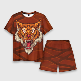 Мужской костюм с шортами 3D с принтом Тигр Evil в Курске,  |  | tiger | восточный тигр | год тигра | кошка | тигр | тигренок | хищник