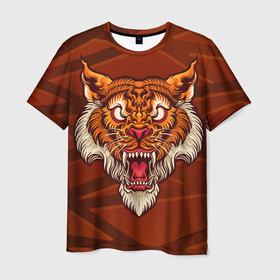 Мужская футболка 3D с принтом Тигр Evil в Тюмени, 100% полиэфир | прямой крой, круглый вырез горловины, длина до линии бедер | tiger | восточный тигр | год тигра | кошка | тигр | тигренок | хищник