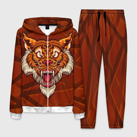 Мужской костюм 3D с принтом Тигр Evil в Кировске, 100% полиэстер | Манжеты и пояс оформлены тканевой резинкой, двухслойный капюшон со шнурком для регулировки, карманы спереди | tiger | восточный тигр | год тигра | кошка | тигр | тигренок | хищник